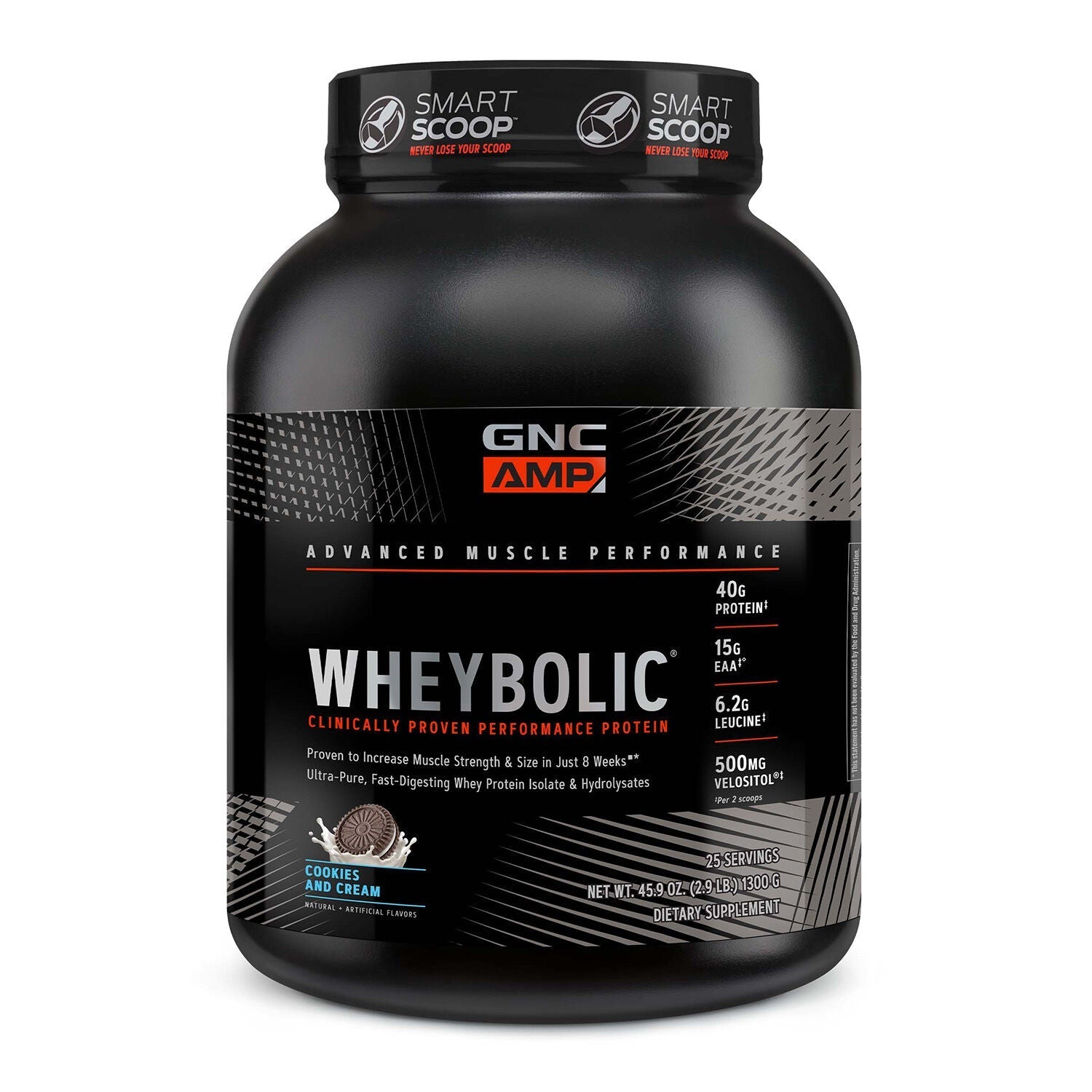 GNC AMP Wheybolic Whey Protein Powder, Cookies and Cream, 2.9 lb (25 Servings)