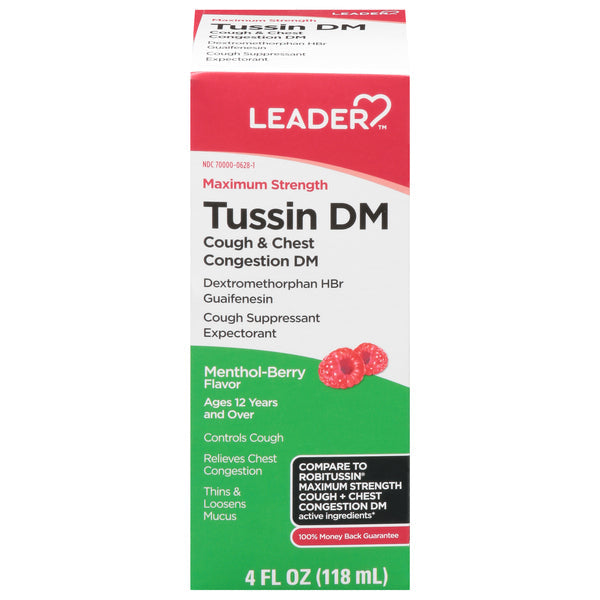 Leader™ Maximum Strength Tussin DM Cough & Chest Congestion 400 mg - 20 mg Menthol-Berry Liquid
