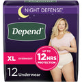 Depend Night Defense Adult Incontinence Underwear For Women Overnight XL Blush 12Ct