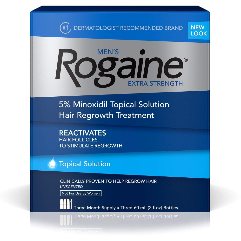 Rogaine Men Extra Strength Unscented  Hair Regrowth Treatment Bottle 3Ea