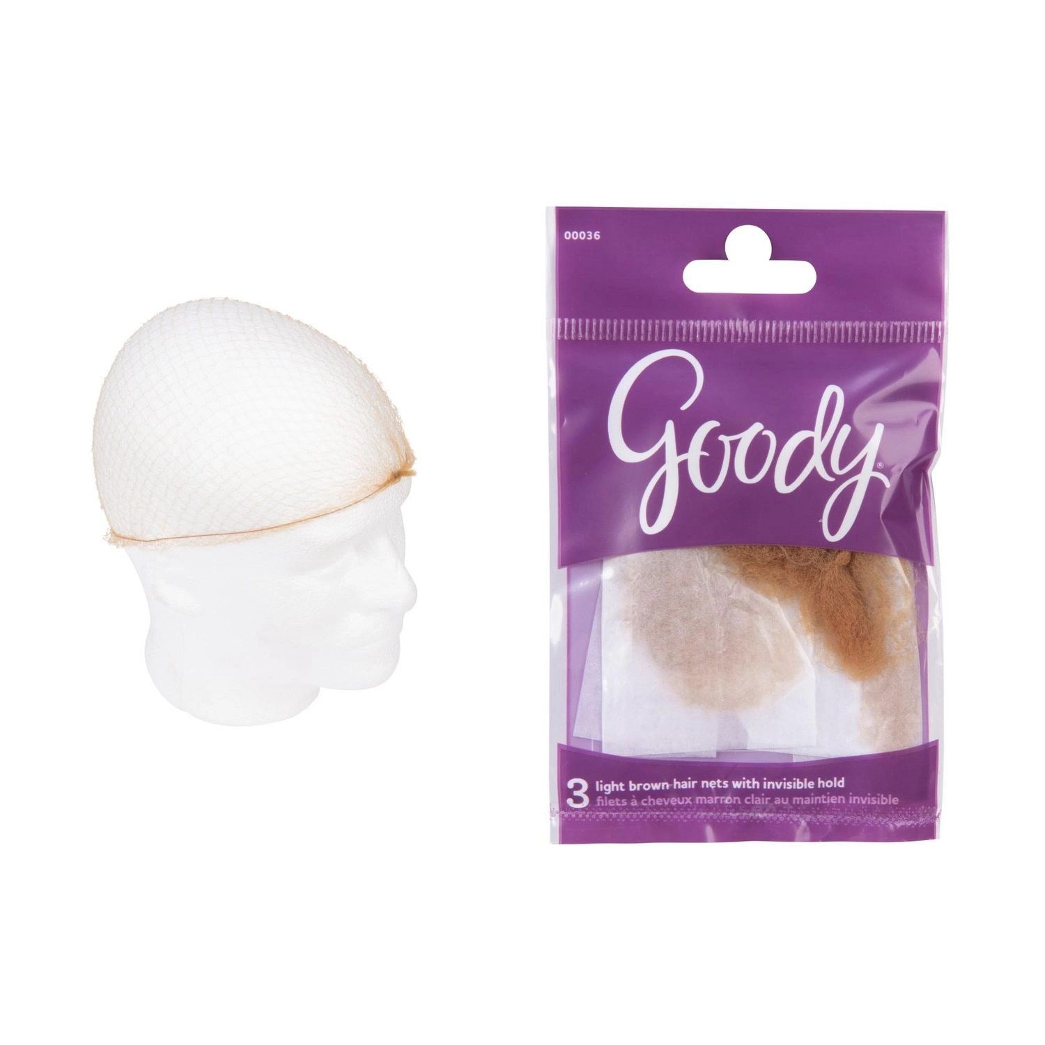 Goody Hair Nets, With Invisible Hold, Light Brown