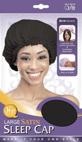 M & M Large Satin Sleep Cap Hair Bonnet, Black