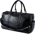 17.7 inch Gym Duffle Leather Bag with Shoe Compartment for Sports Travel - Adjustable Shoulder Strap, Weekender Travel Overnight Bag for Men
