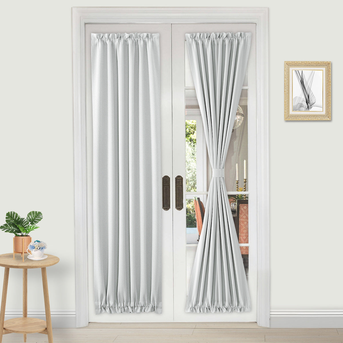 DWCN French Blackout Door Curtains, 1 Curtain Panel with Tieback