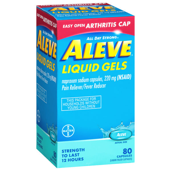 Aleve Pain Reliever & Fever Reducer, 220mg Liquid Gels, 80 Count with Easy Open Arthritis Cap