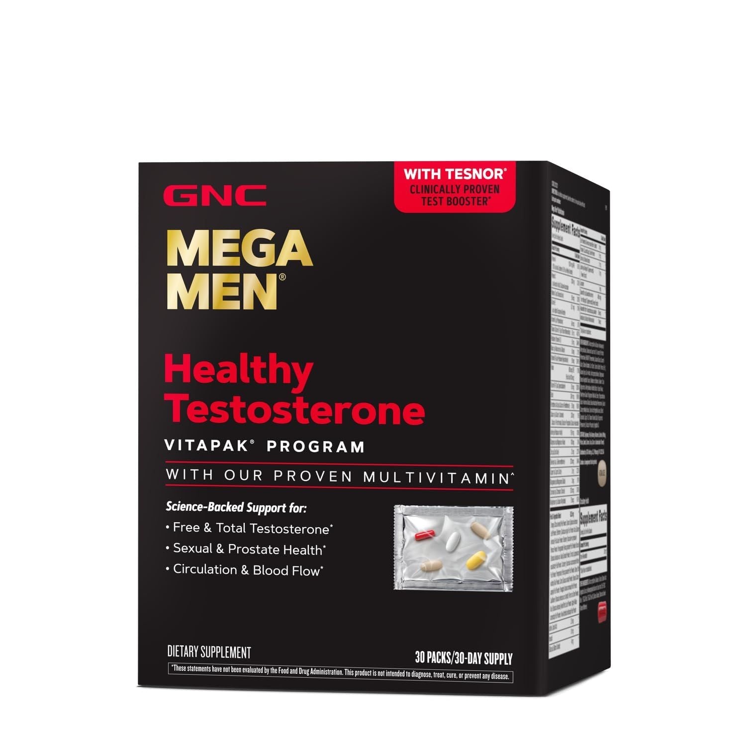 GNC Mega Men Healthy Testosterone Vitapak Program, 30 Daily Packs