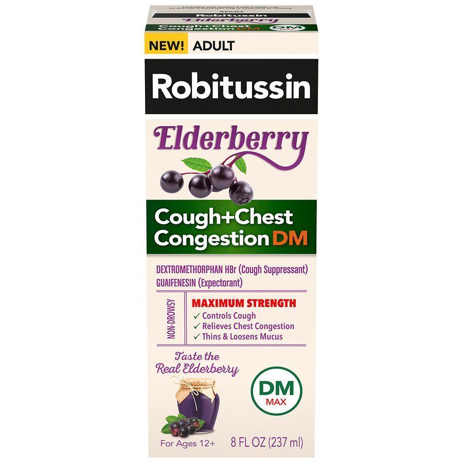 Robitussin Cough + Chest Congestion, Dm, Maximum Strength, Elderberry, Adult 8 Fl Oz
