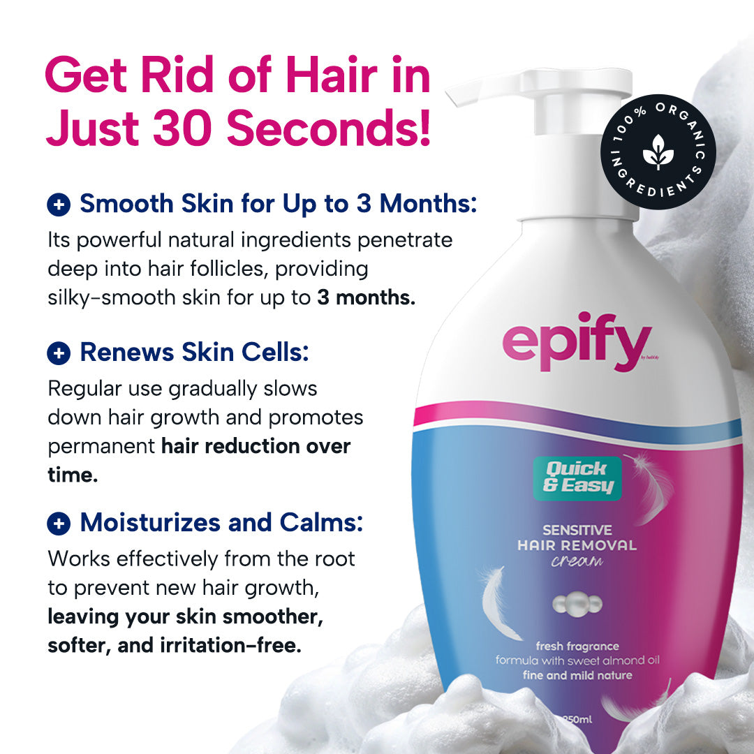 Epify Full Body Care Set, Hair Removal Cream, Superfruit Papaya Gel &amp; Glutathione Shot, 3-Step Body Routine