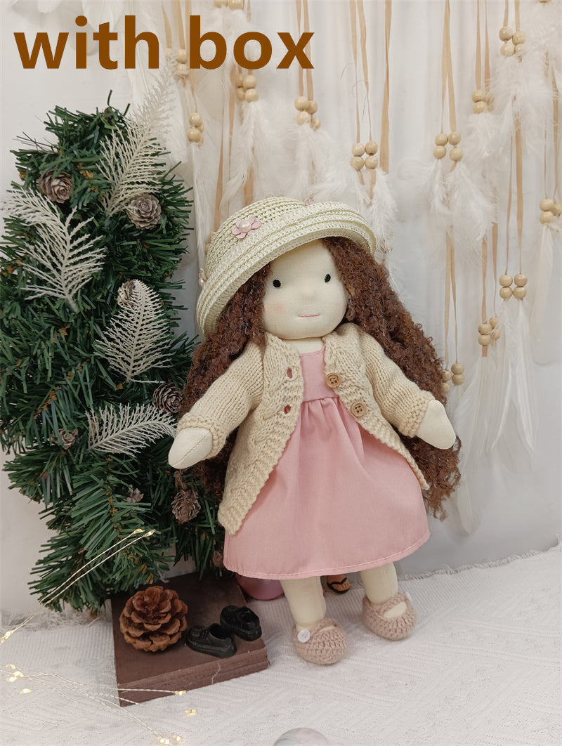 Handmade Plush Doll Golden Curly Girl Finished Product