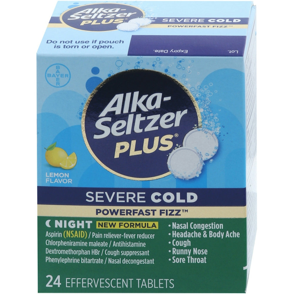 Alka-Seltzer™ Cold + Congestion Nighttime Lemon Effervescent Tablet, 24 EA