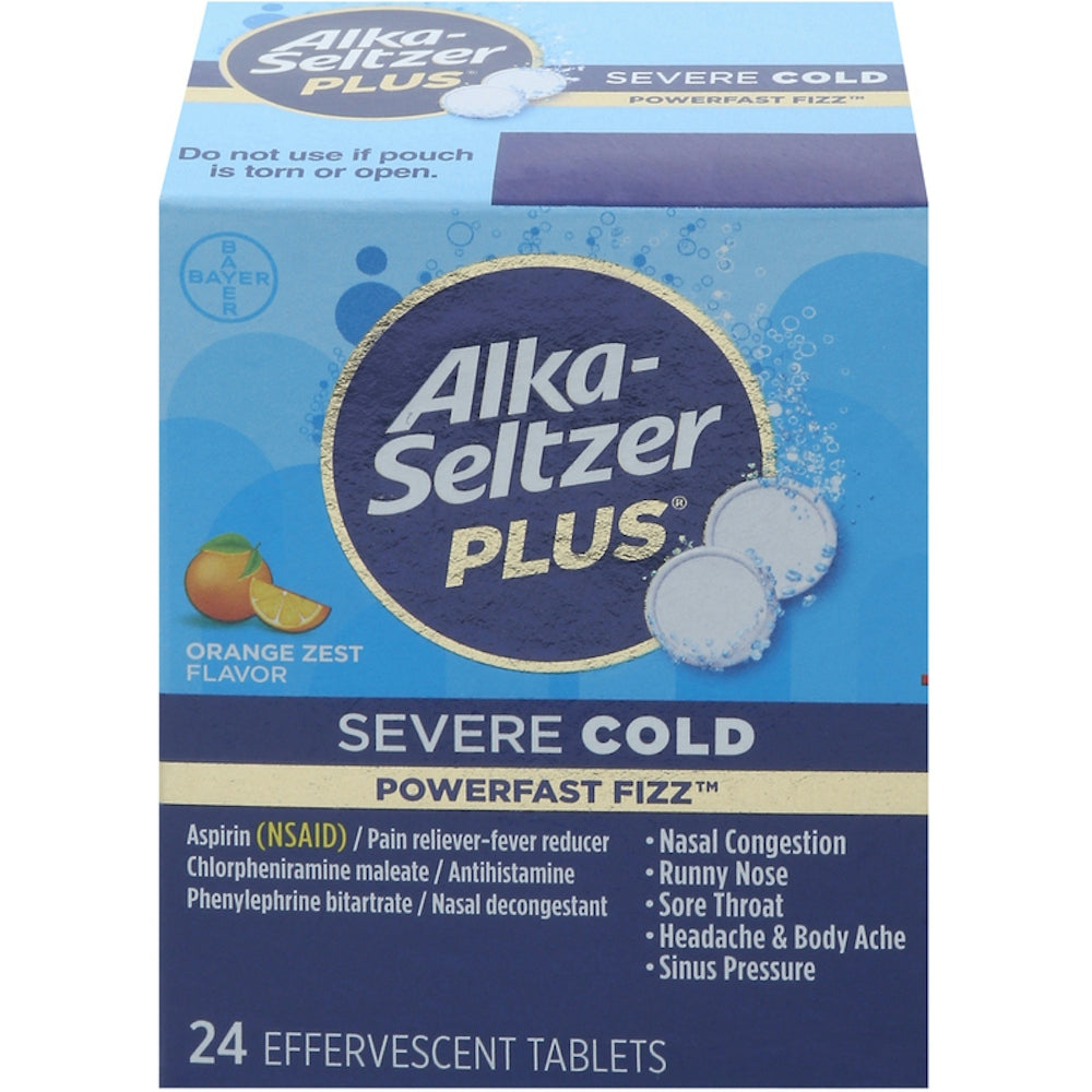 Alka-Seltzer™ Cold & Headache Orange Zest Effervescent Tablet, 24 EA