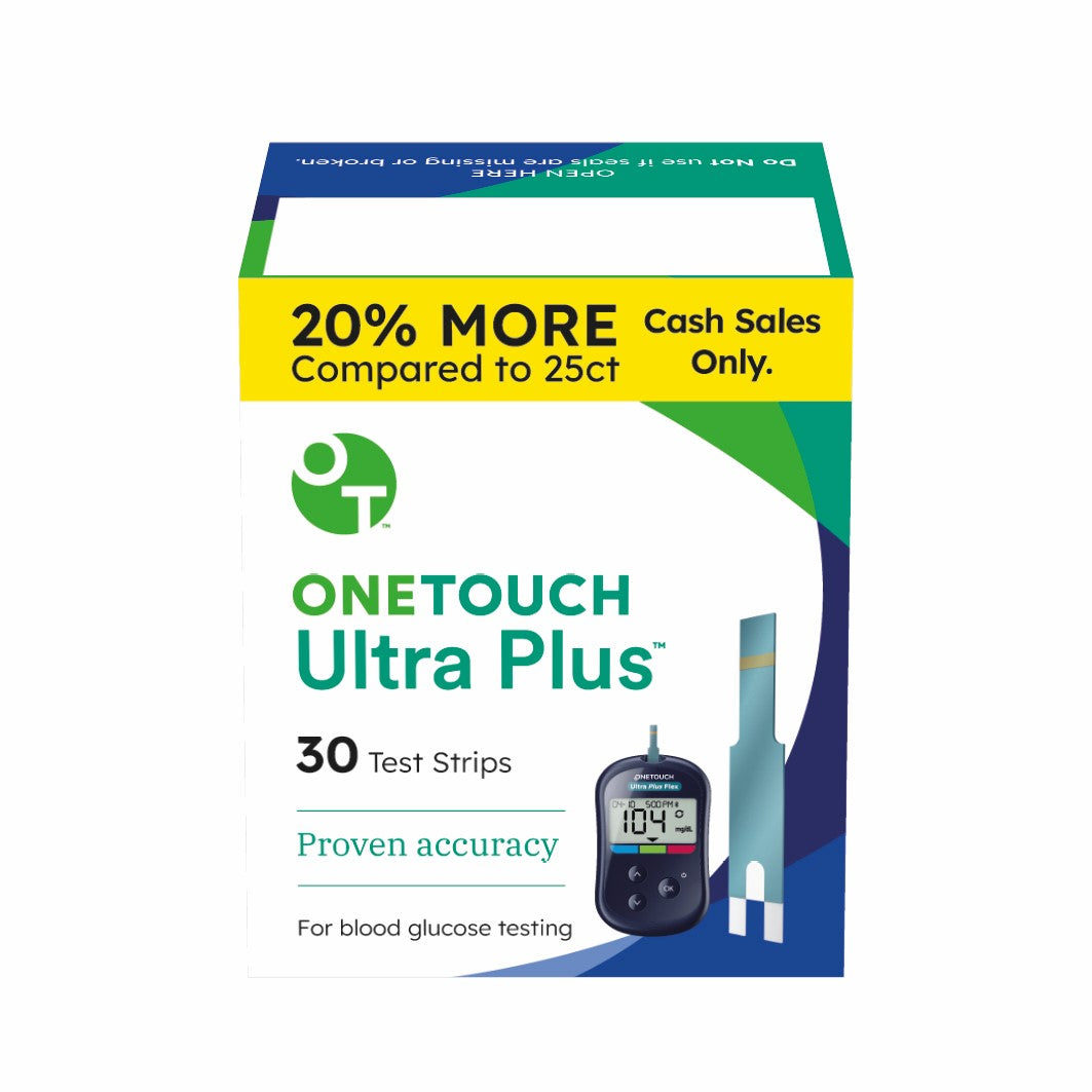 OneTouch Ultra Plus Test Strips for Blood Glucose Monitoring, 30 Count