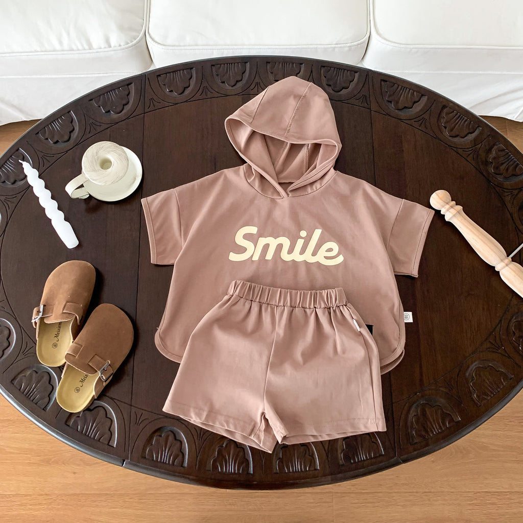 Letter Print Short-sleeve Shorts Suit