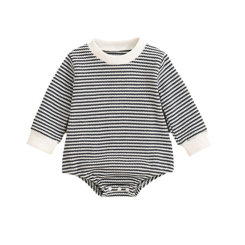 Baby Boys And Girls Long Sleeve Multi-color Stripe Pattern Triangle Jumpsuit