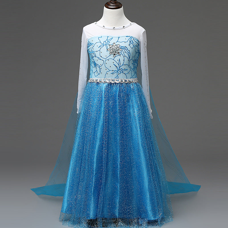 Princess Dress Inserted Beads Bright Silk Performance Dress