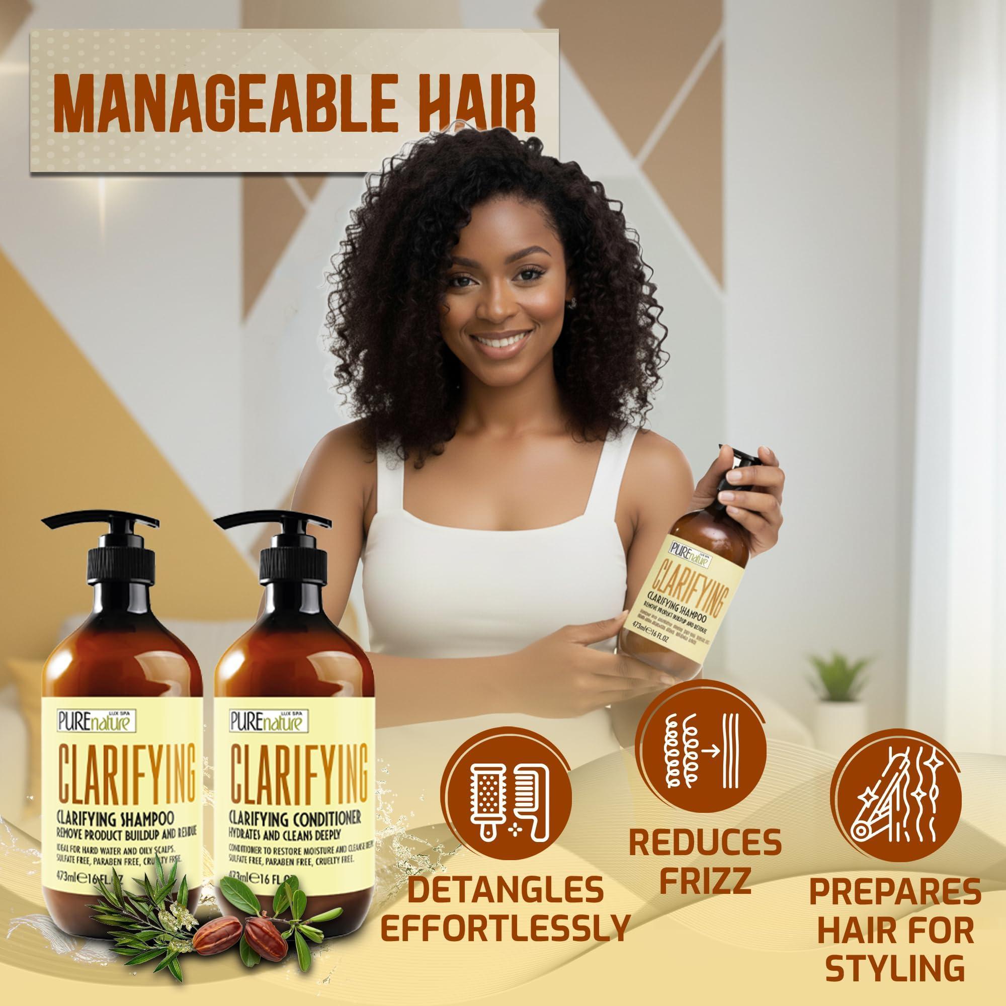Clarifying Shampoo and Conditioner Set 16 Fl Oz Set of 2 Sulfate Free Hair Care Products for Women and Men Deep Cleansing for Oily Scalp Ideal for Swimmers