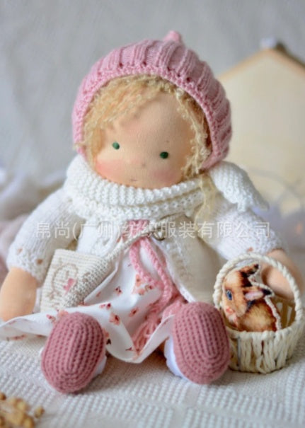 Handmade Plush Doll Golden Curly Girl Finished Product