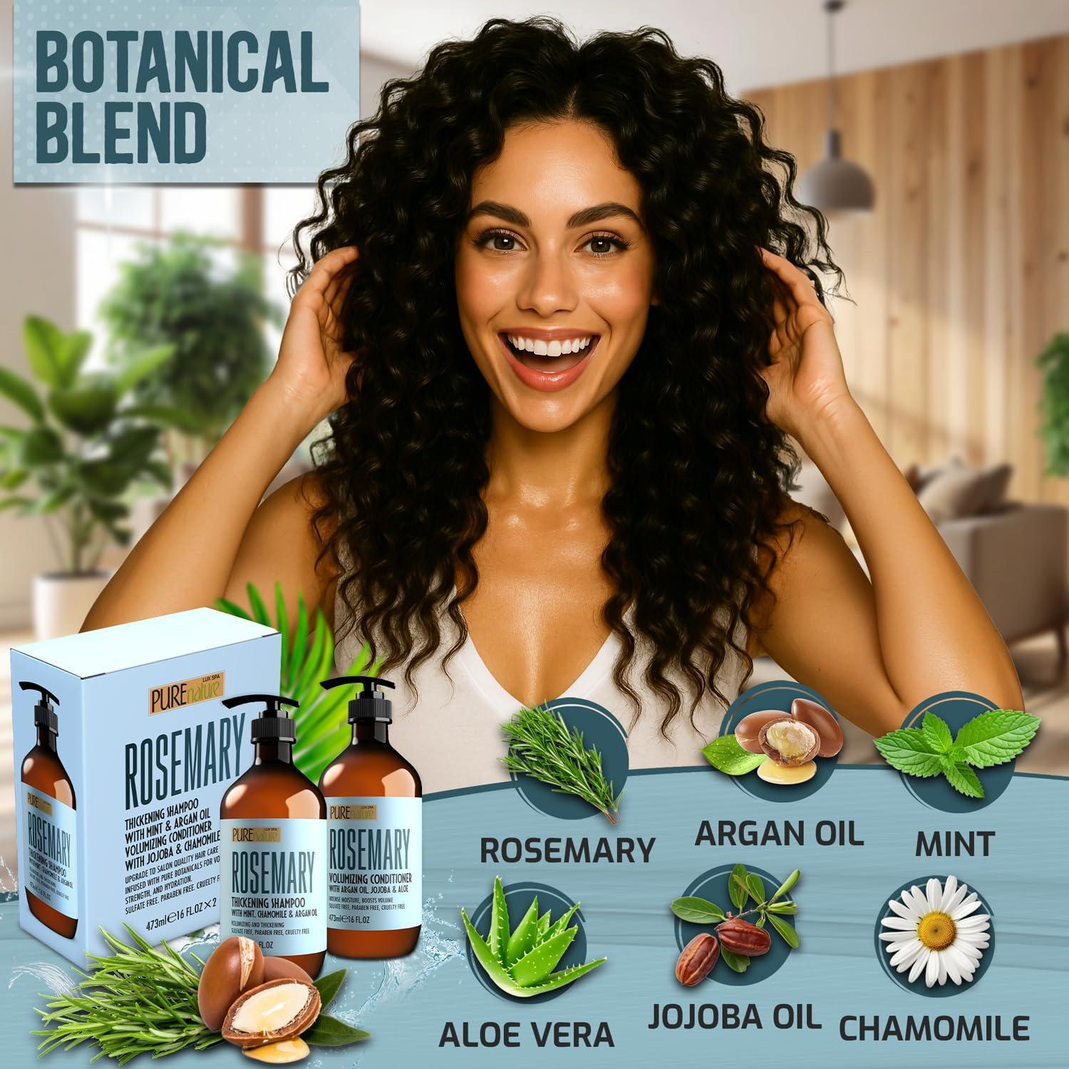 Rosemary Shampoo and Conditioner Set 16 Fl Oz Set of 2 Sulfate Free Formula with Mint Volumizing Products and Thickening Care for Thinning Hair Women and Men