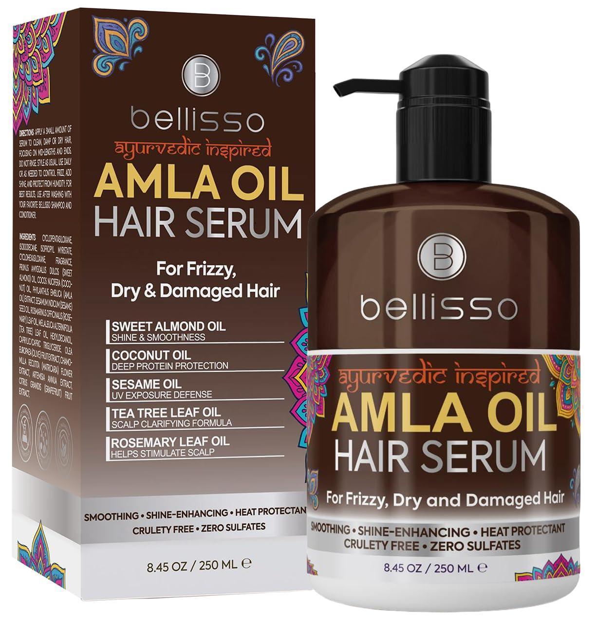 Amla Oil Serum Sulfate and Paraben Free 8.45 Fl Oz Anti Frizz Heat Protection for Damaged Hair Professional Salon Grade Deep Conditioning Smoothing Treatment for Women and Men