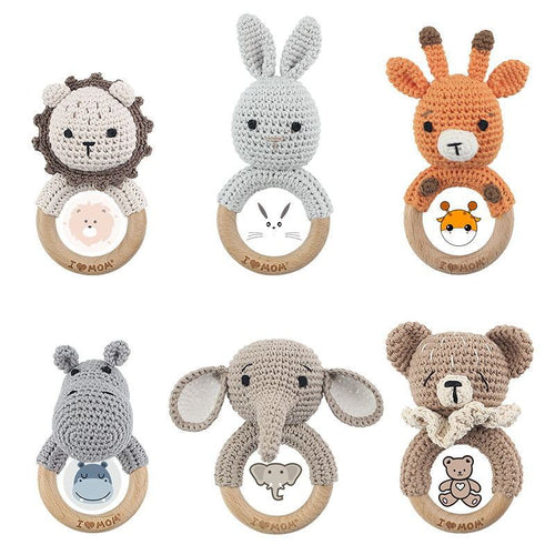 Baby Rattle Hand Woven Cartoon Animal Bracelet Newborn Soothing Doll
