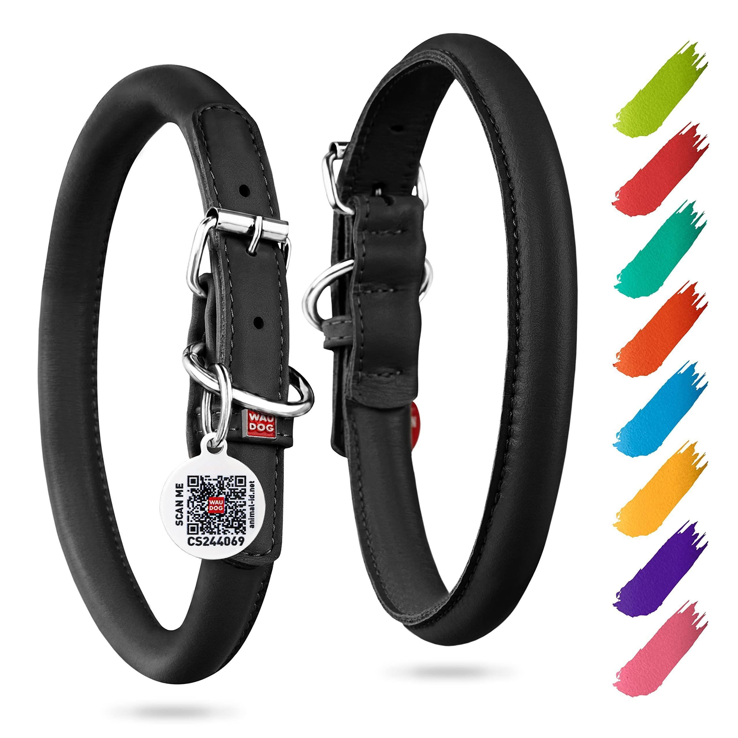 Rolled Leather Dog Collar Padded All Sizes 18–21 in Neck