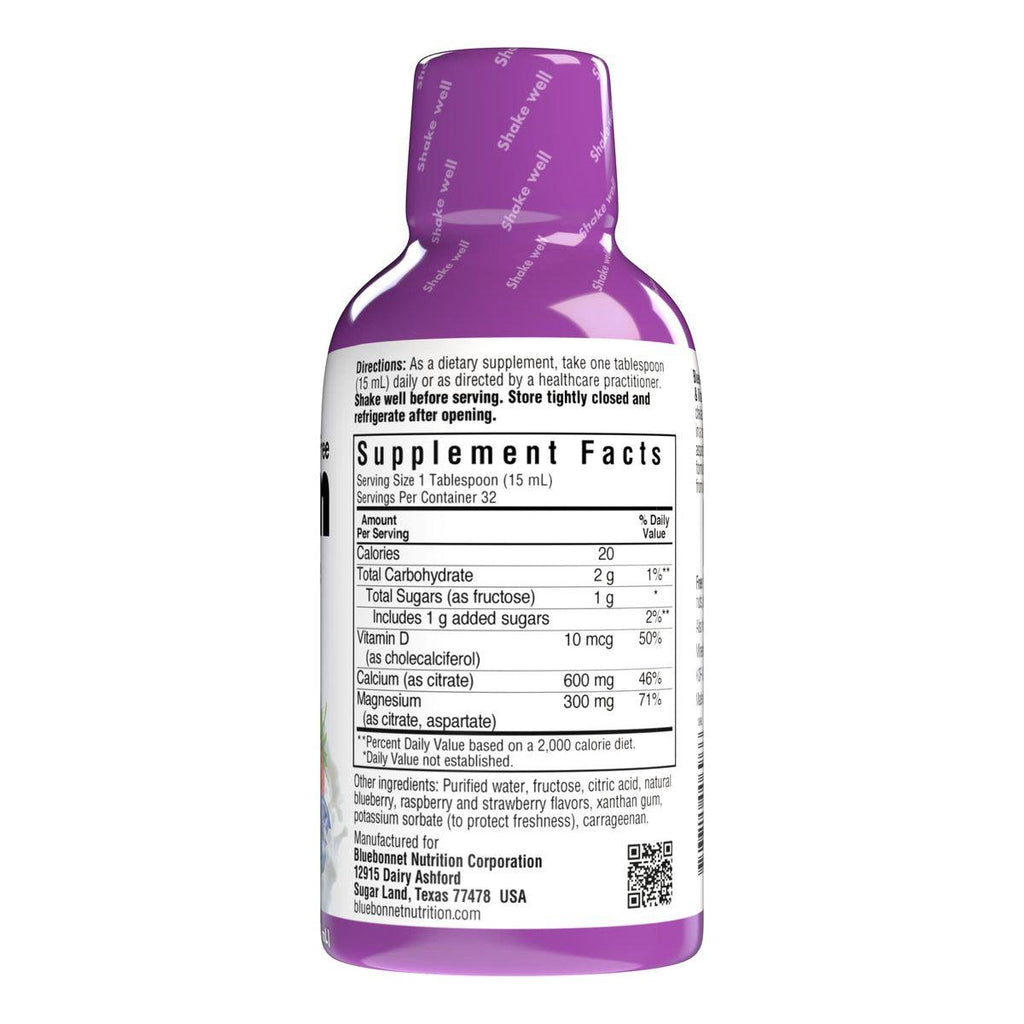 Bluebonnet Liquid Calcium Magnesium Citrate Plus Vitamin D3, Mixed Berry, 16 oz