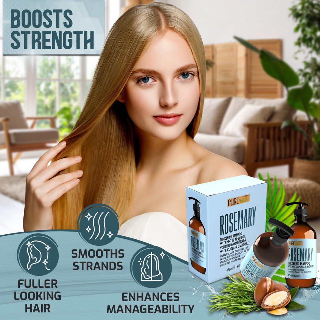 Rosemary Shampoo and Conditioner Set 16 Fl Oz Set of 2 Sulfate Free Formula with Mint Volumizing Products and Thickening Care for Thinning Hair Women and Men