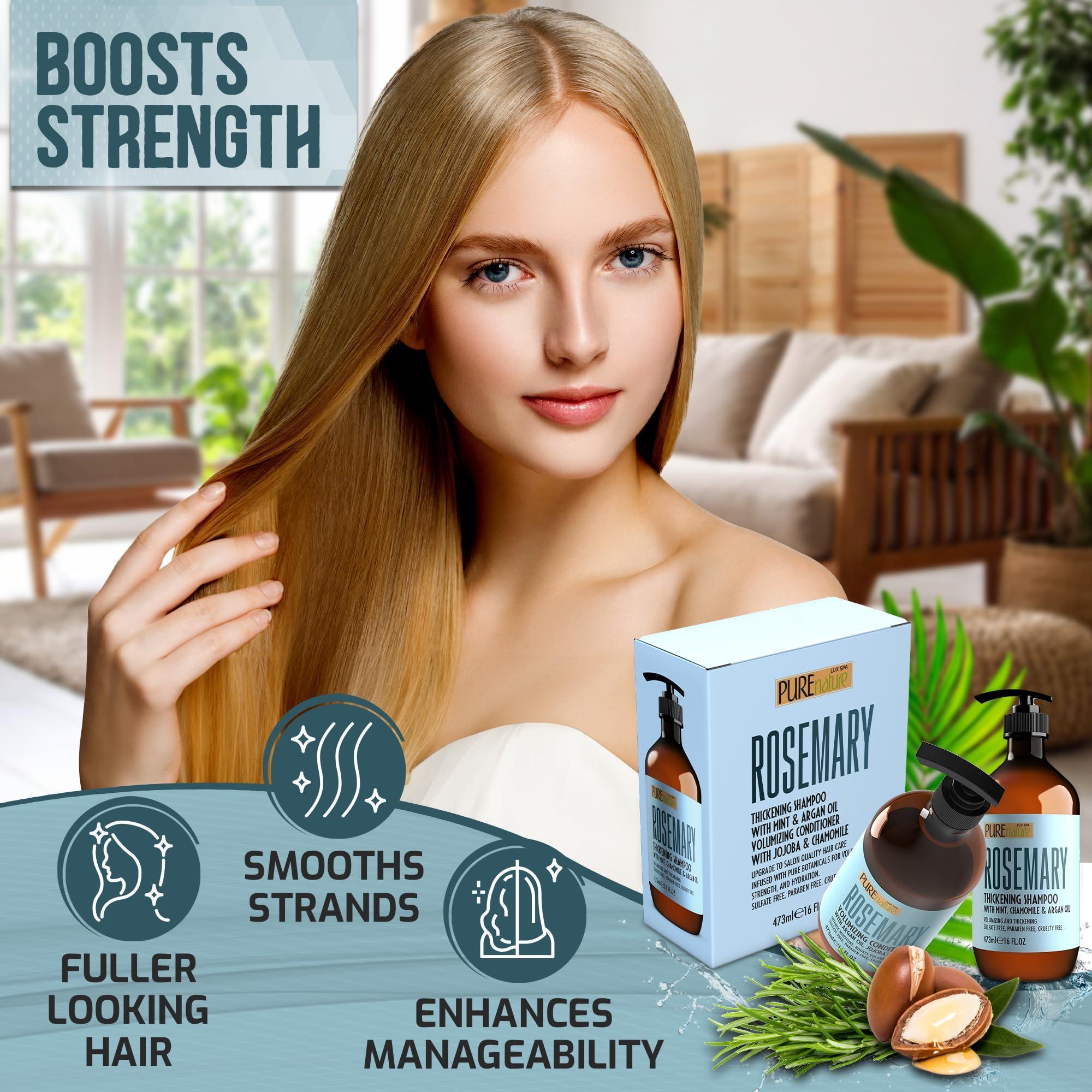 Rosemary Shampoo and Conditioner Set 16 Fl Oz Set of 2 Sulfate Free Formula with Mint Volumizing Products and Thickening Care for Thinning Hair Women and Men