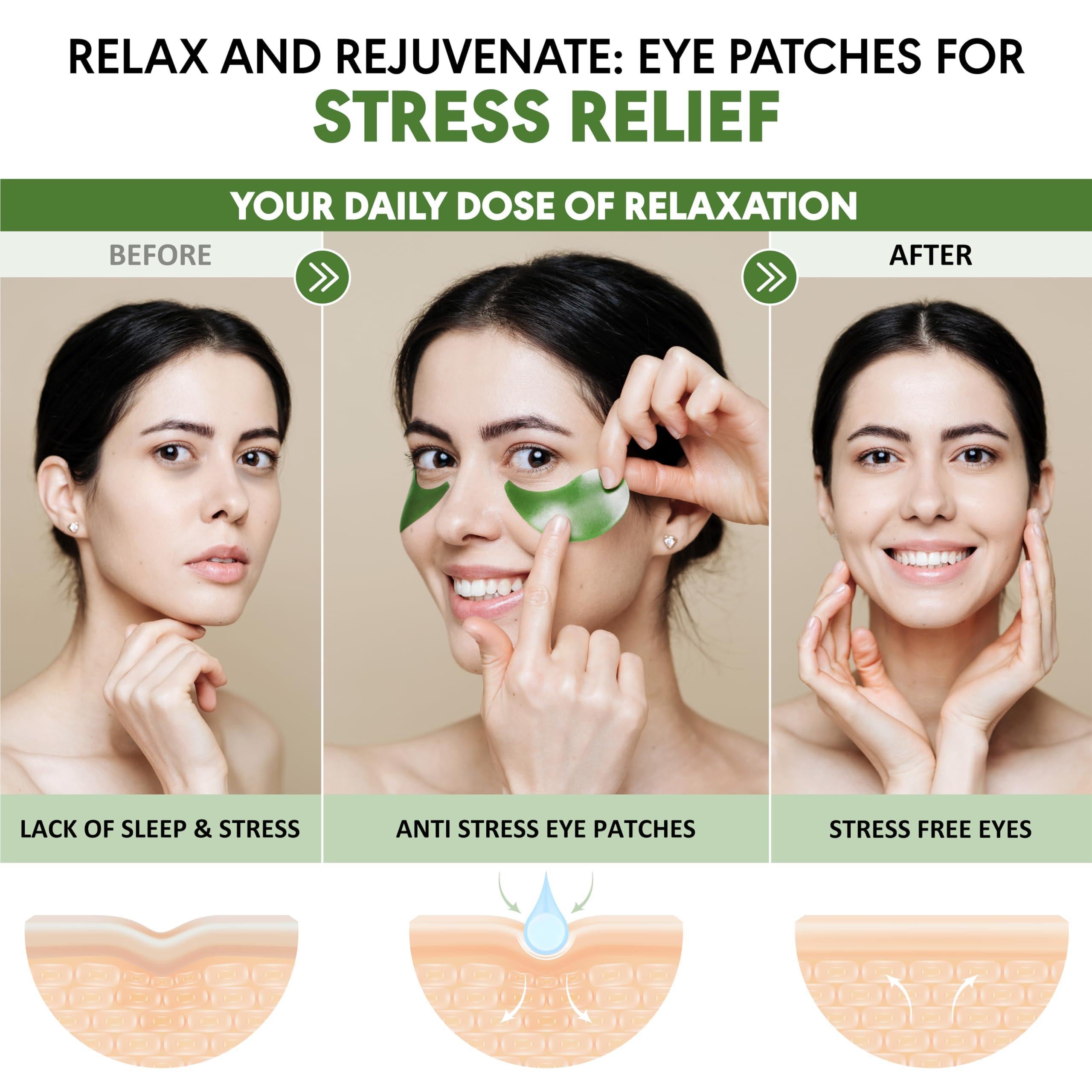 Green Tea Under Eye Patches for Wrinkles and Eye Bags 30 Pairs Eye Masks for