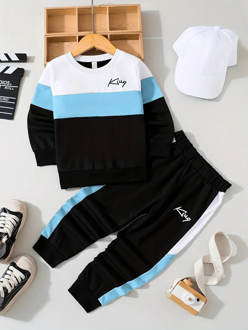 Design Sense Multicolor Hoodie Pants Two-piece Set
