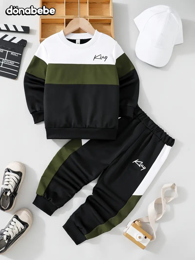 Design Sense Multicolor Hoodie Pants Two-piece Set