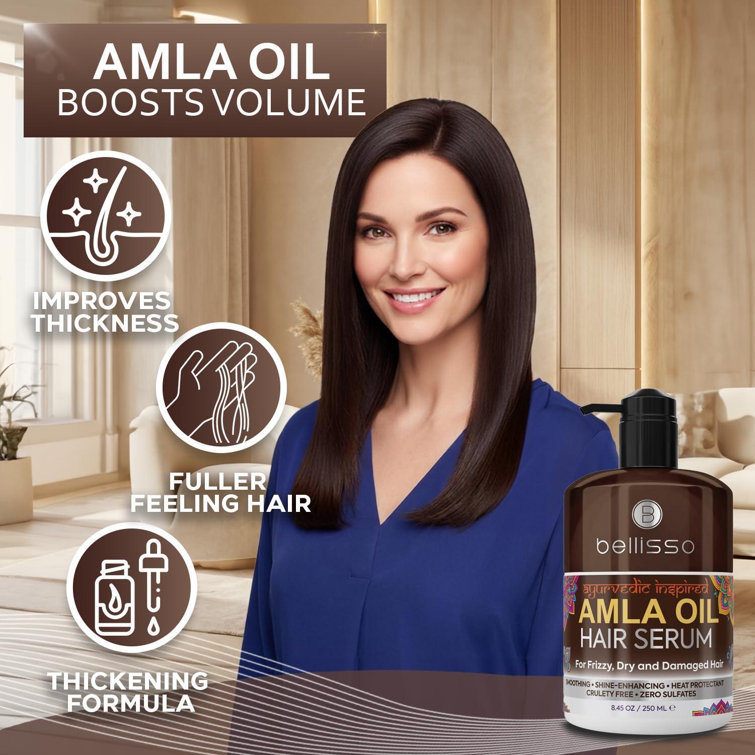 Amla Oil Serum Sulfate and Paraben Free 8.45 Fl Oz Anti Frizz Heat Protection for Damaged Hair Professional Salon Grade Deep Conditioning Smoothing Treatment for Women and Men