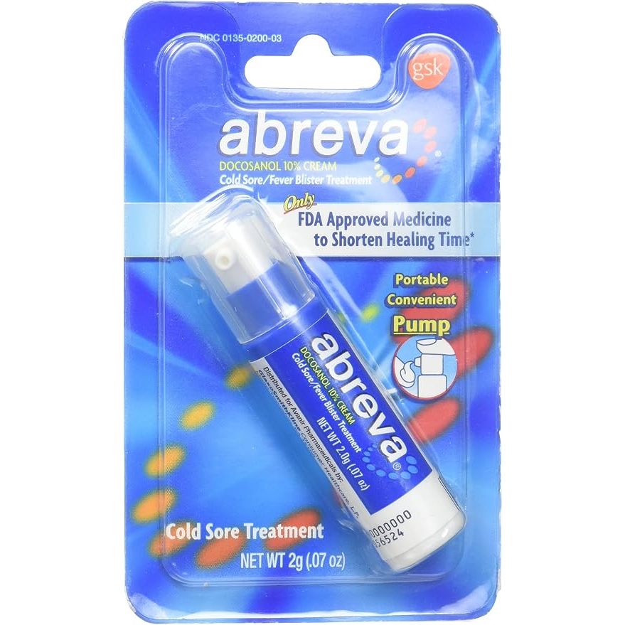 Abreva Cold Sore/Fever Blister Treatment, Pump 0.07 oz (2 g) (Abreva Pump)