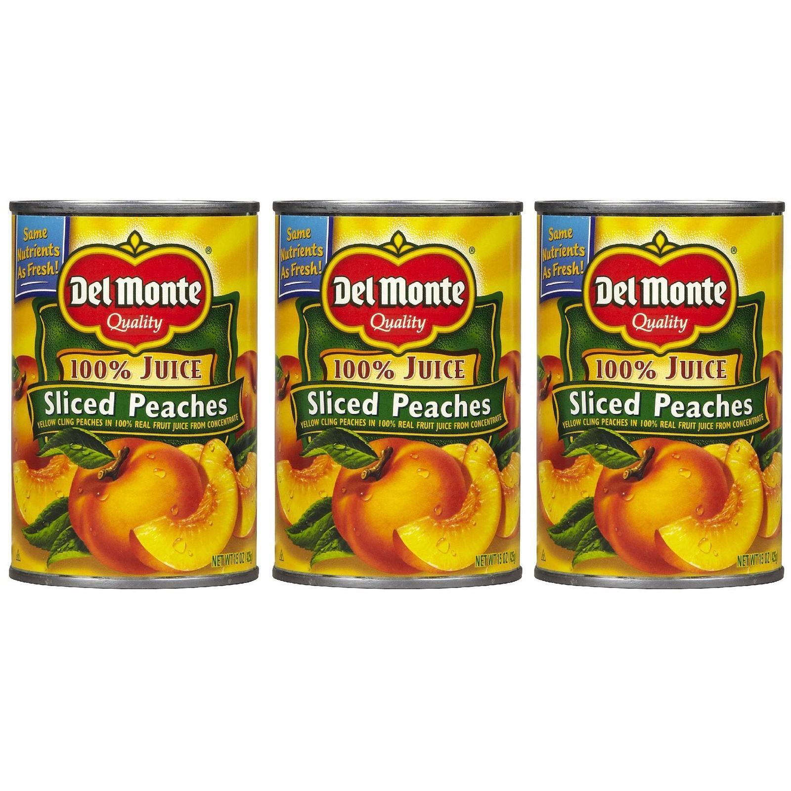 Del Monte Yellow Cling Sliced Peaches In 100% Juice Canned Fruit