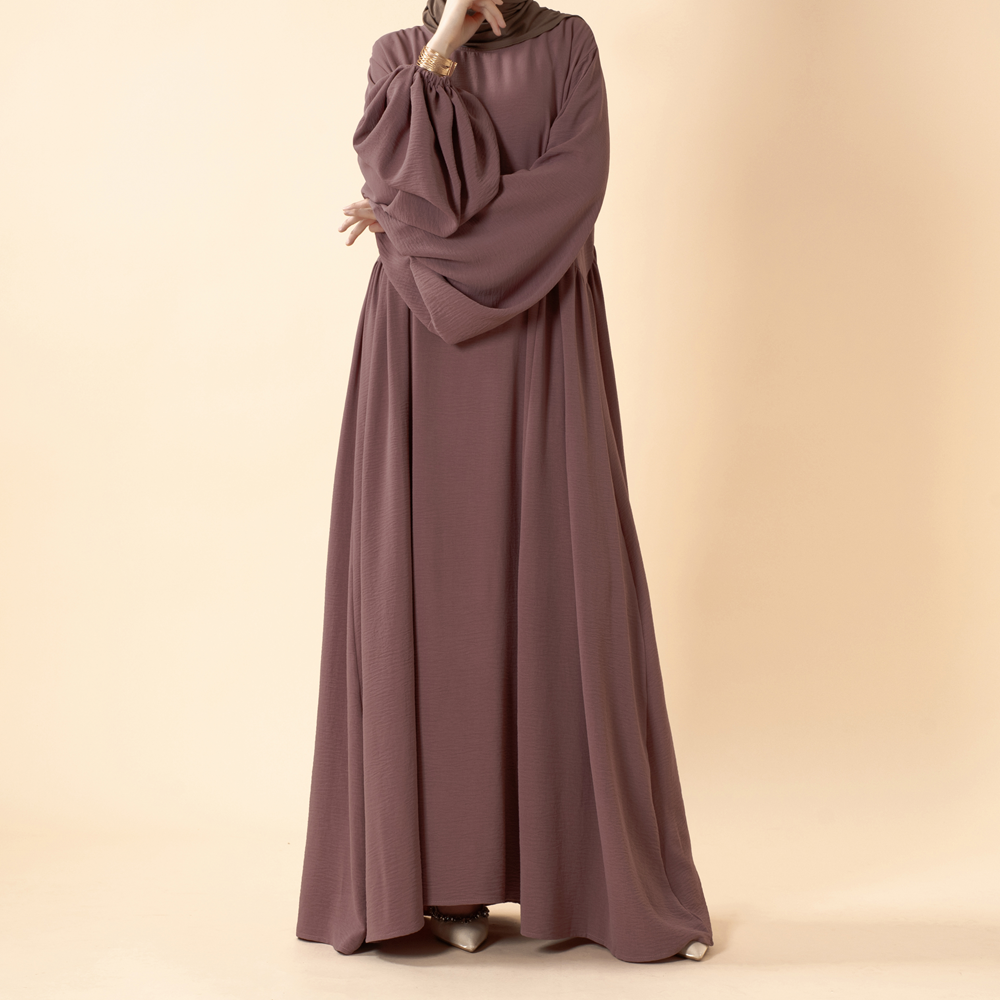 Relaxed Fit Lantern Sleeves Crepe Abaya (MA190)
