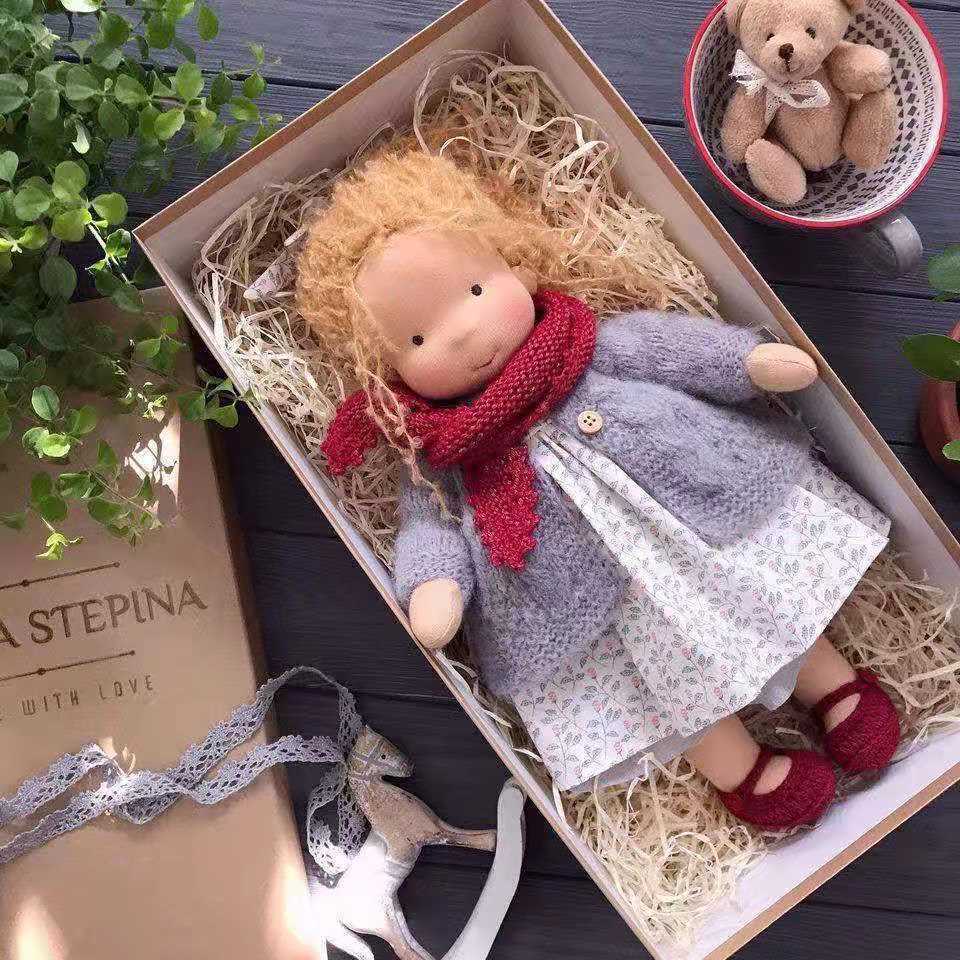 Handmade Plush Doll Golden Curly Girl Finished Product