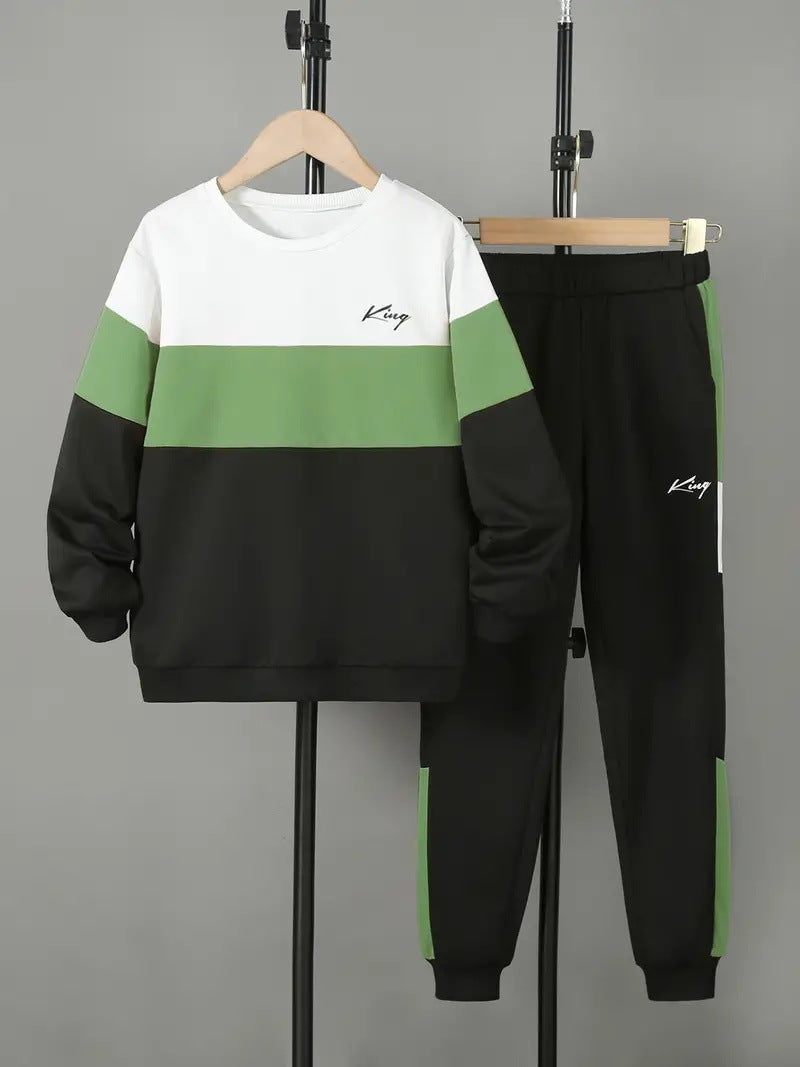 Design Sense Multicolor Hoodie Pants Two-piece Set