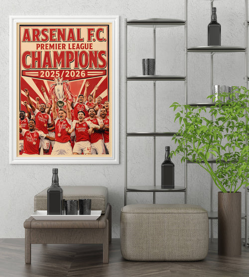 Arsenal FC Premier League Champions 2025/2026 Poster | Retro Victory Art