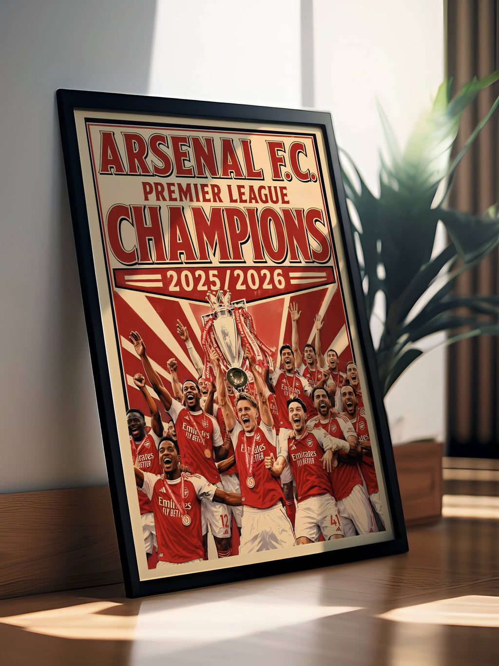 Arsenal FC Premier League Champions 2025/2026 Poster | Retro Victory Art