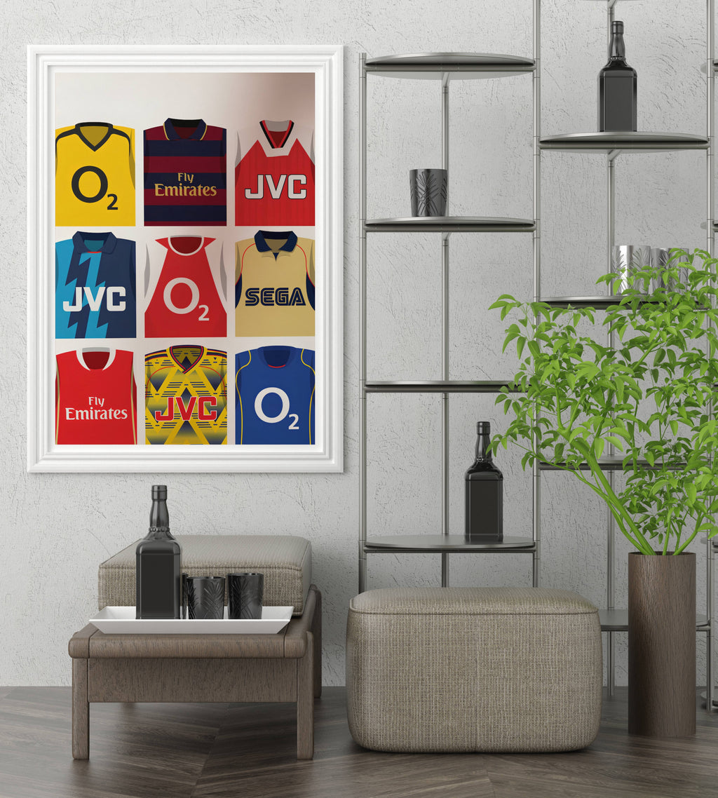 Arsenal FC Retro Kits Poster | Vintage Jersey Print