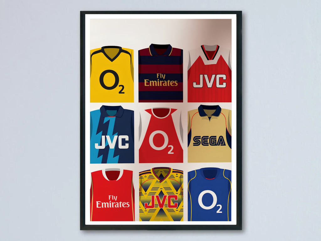 Arsenal FC Retro Kits Poster | Vintage Jersey Print