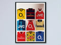Arsenal FC Retro Kits Poster | Vintage Jersey Print