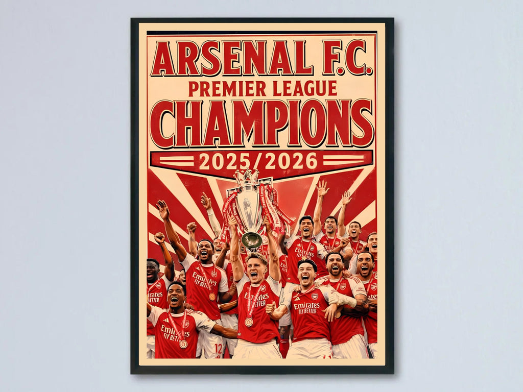 Arsenal FC Premier League Champions 2025/2026 Poster | Retro Victory Art