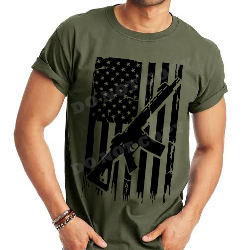 Distressed American Flag w/ Firearm - 10 Style Options