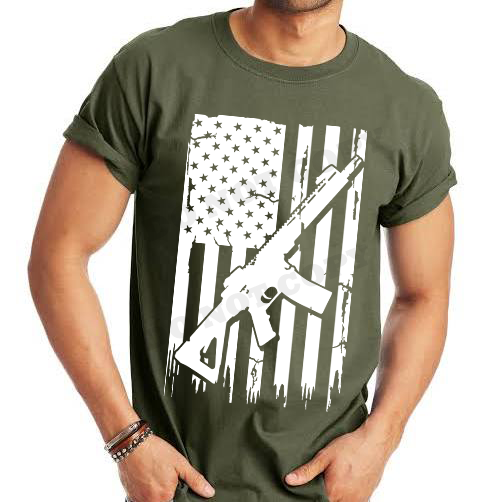 Distressed American Flag w/ Firearm - 10 Style Options