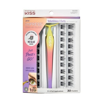 KISS Products imPRESS Press-On Falsies Eyelash Clusters Kit Voluminous & Curly 31ct - New