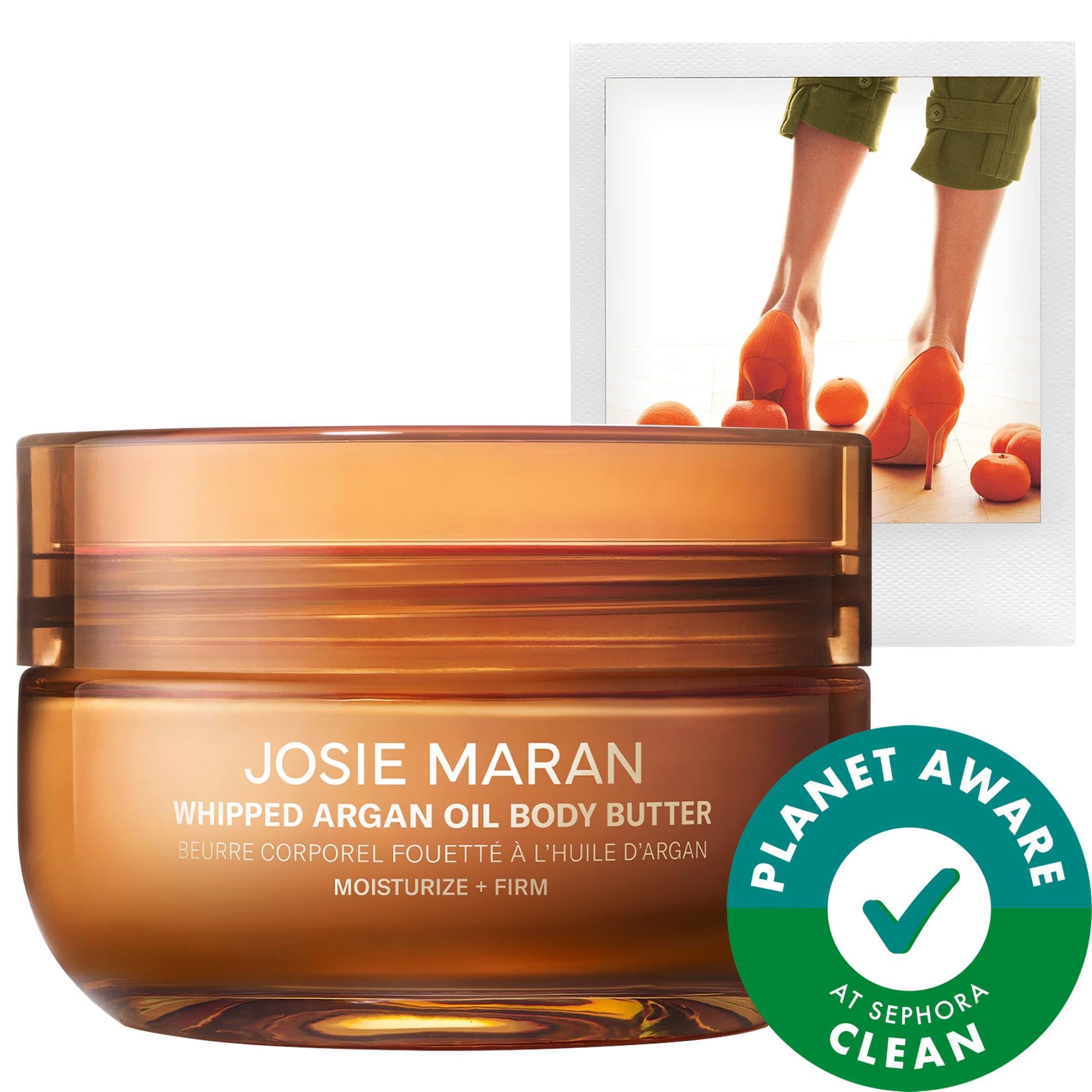 Josie Maran Whipped Argan Oil Firming Body Butter Jar - Natural Skincare, Refillable Cosmetics, Intense Hydration
