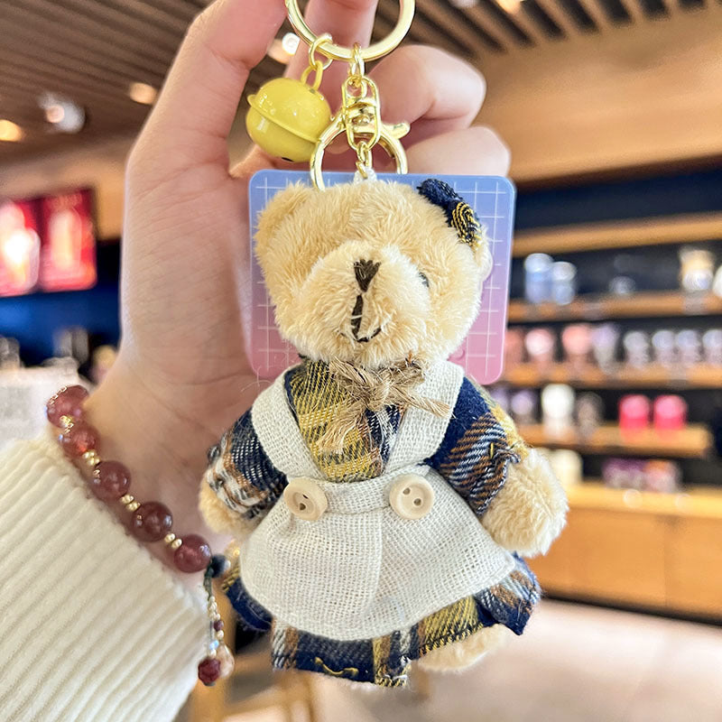 Cartoon Key Button Plush Sackcloth Bear Doll Schoolbag Pendant