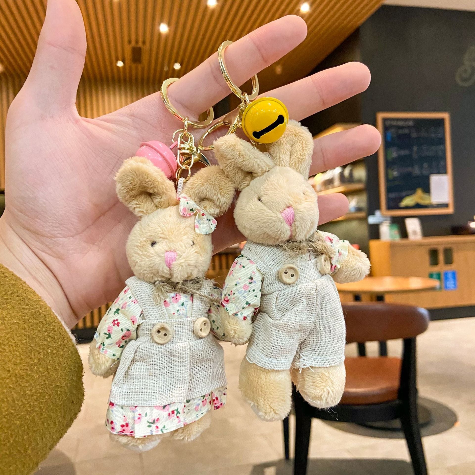 Cartoon Key Button Plush Sackcloth Bear Doll Schoolbag Pendant