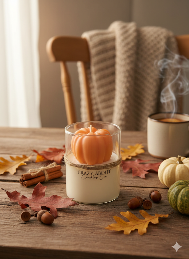 Pumpkin Candle in Glass Jar | Handcrafted Soy Wax